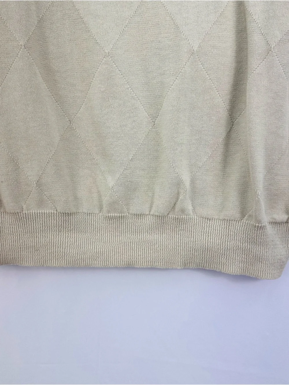 fall 10 Oscar de la Renta Men's V-Neck Sweater Vest Tan Textured Argyle XL
